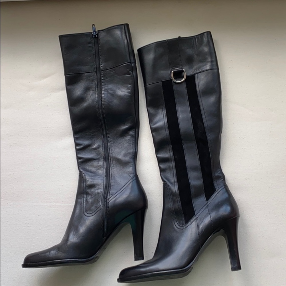 Coach Black Leather Knee High Heeled Boots